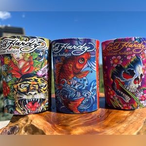 Ed Hardy By Christian Audigier Beverage Cooler Tattoo 3 pc Koozie set